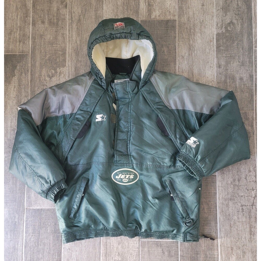 Vintage NFL New York Jets Pro Line Starter Mens Large Half Zip Puffer Jacket